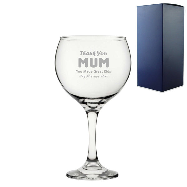 Engraved Gin Glass 22.5oz With Thank You Mum Design Gift Boxed