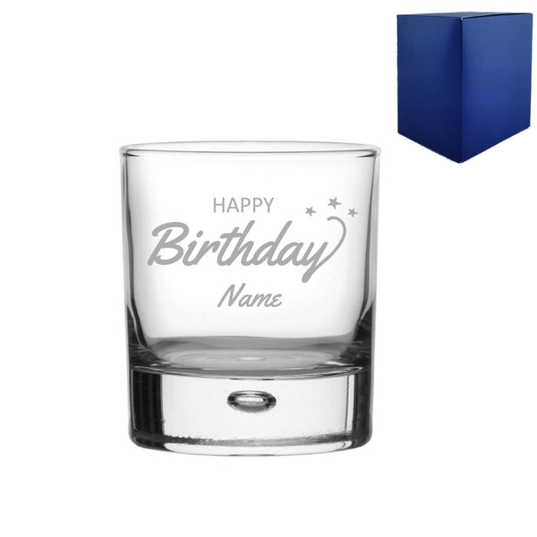 Engraved Happy Birthday Bubble Whisky, Gift Boxed