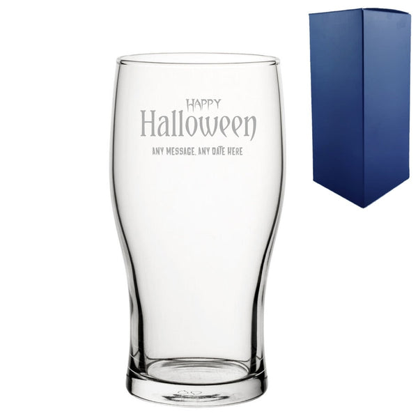 Engraved Happy Halloween Pint Glass, Gift Boxed