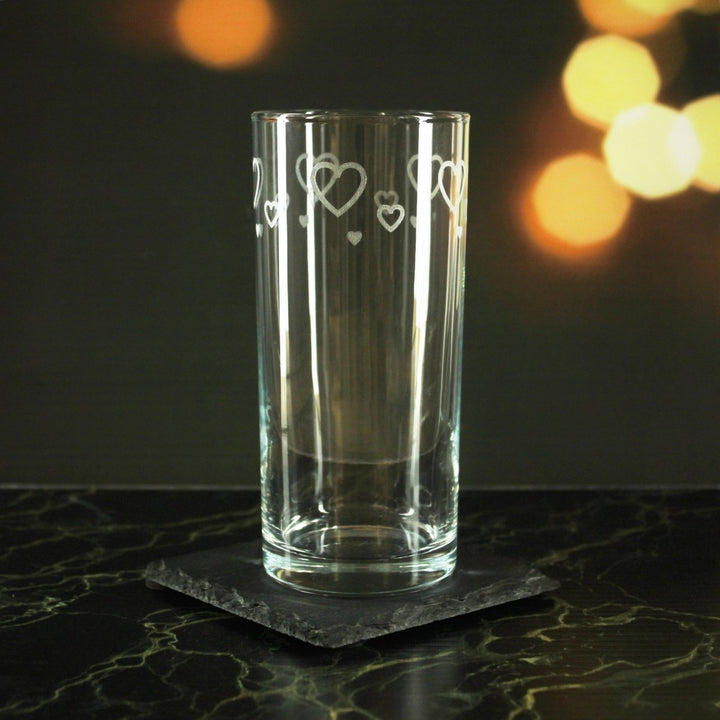 Engraved Hearts Set of 4 Patterned Hiball 12oz Glasses