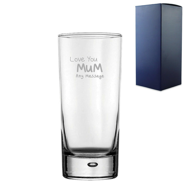 Engraved Hiball 13oz Glass With Love You Mum Design Gift Boxed