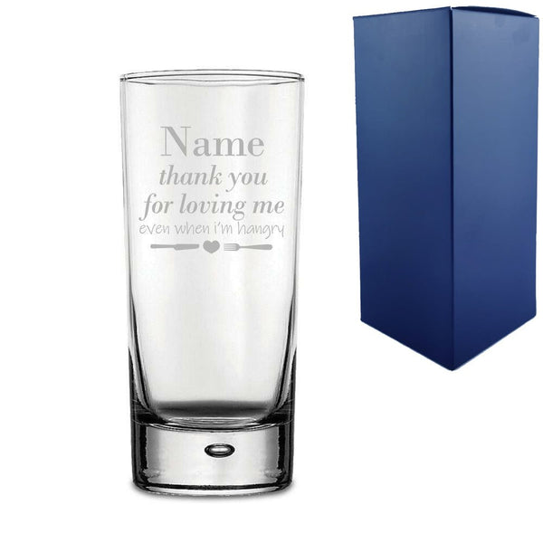 Engraved Hiball Tumbler with Thank you for Loving Me when I'm Hangry Design