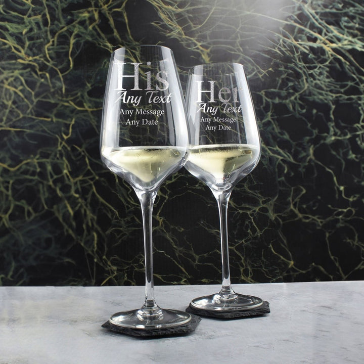 Engraved His and Hers Sublym Wine Glasses, 15.8oz/450ml, Gift Boxed