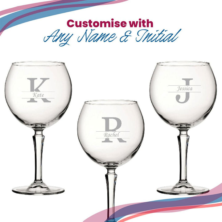 Engraved Hudson Gin Glass, Initial and Name, 650ml, Classic Font