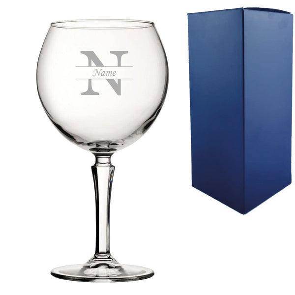 Engraved Hudson Gin Glass, Initial and Name, 650ml, Classic Font