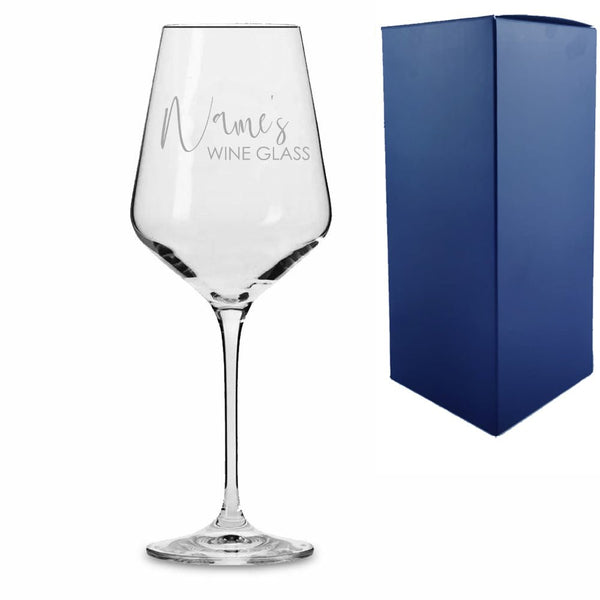 Engraved Infinity Wine Glass with Scripted Name's Wine Glass Design