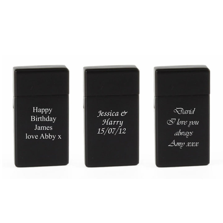 Engraved Jet Gas Lighter Black Any Message Gift Boxed