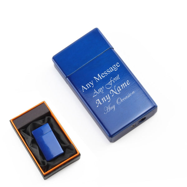 Engraved Jet Gas Lighter Blue Any Message Gift Boxed