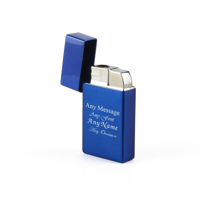 Engraved Jet Gas Lighter Blue Any Message Gift Boxed