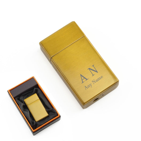 Engraved Jet Gas Lighter Gold Initials Gift Boxed
