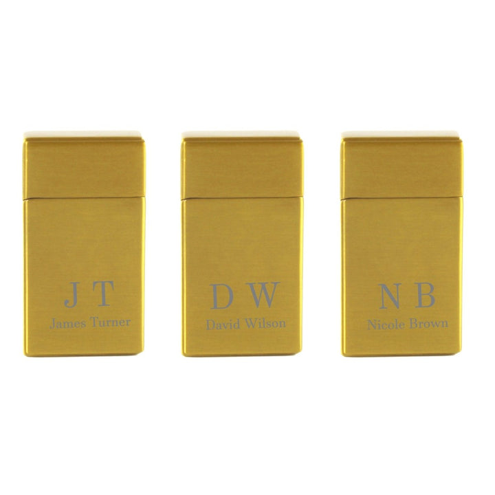 Engraved Jet Gas Lighter Gold Initials Gift Boxed