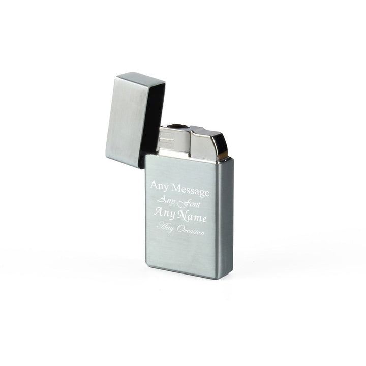 Engraved Jet Gas Lighter Silver Any Message Gift Boxed