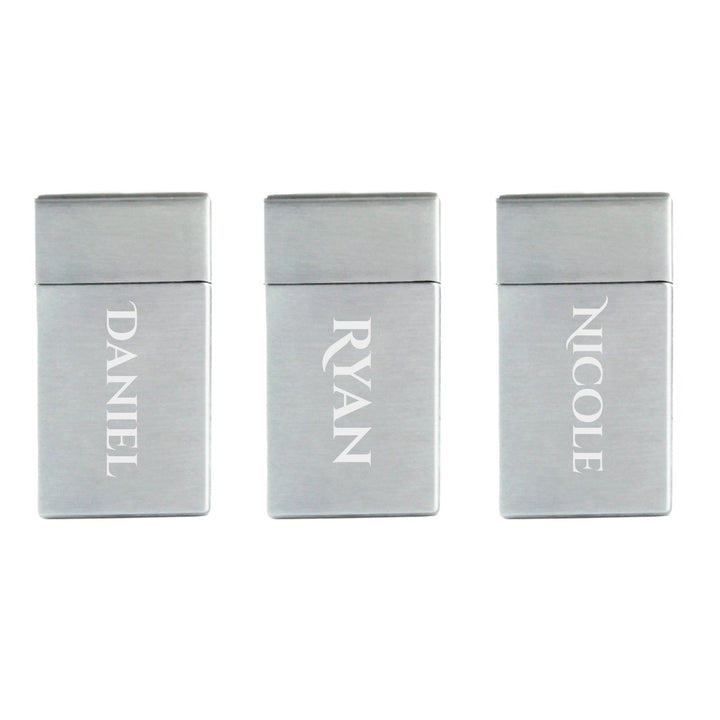 Engraved Jet Gas Lighter Silver Any Name Gift Boxed