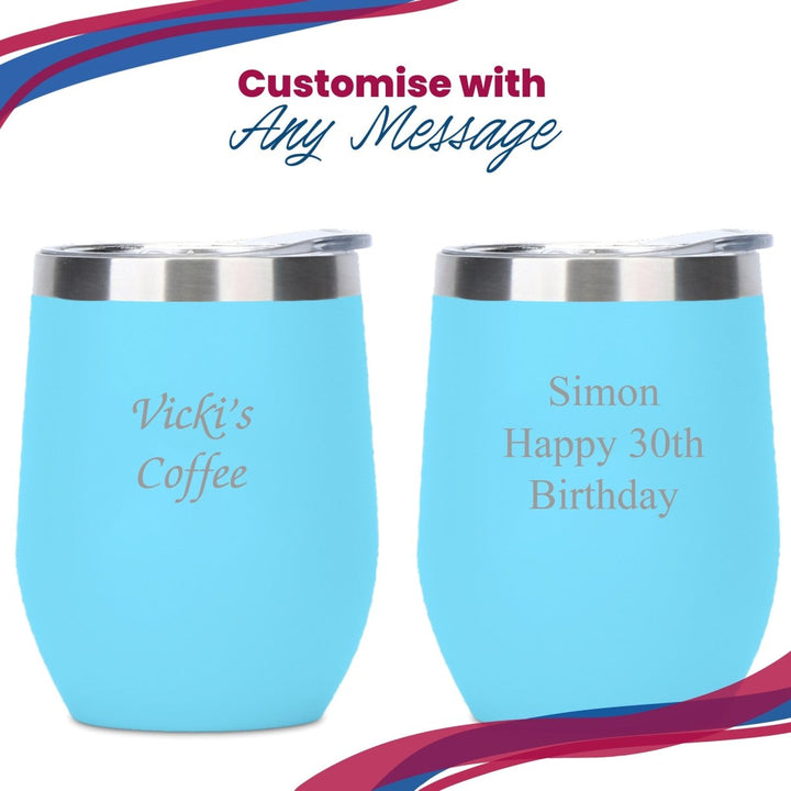 Engraved Light Blue Insulated Travel Cup