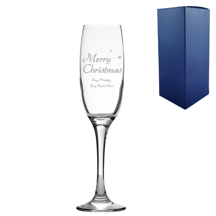 Engraved Merry Christmas champagne flute, Gift Boxed