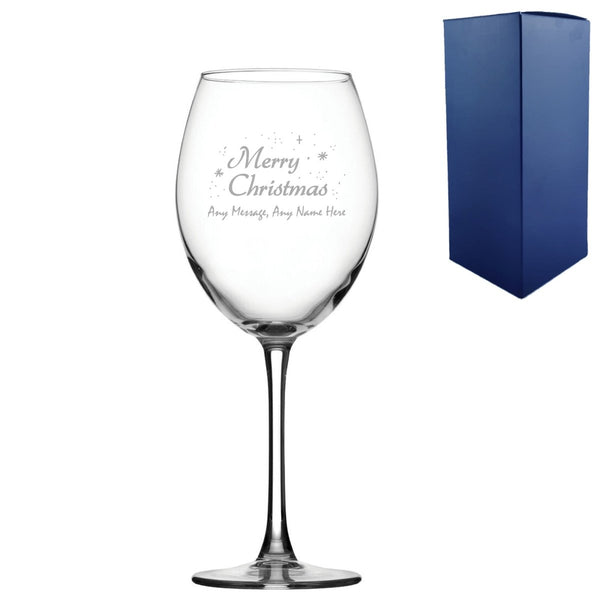 Engraved Merry Christmas Enoteca Wine Glass, Gift Boxed