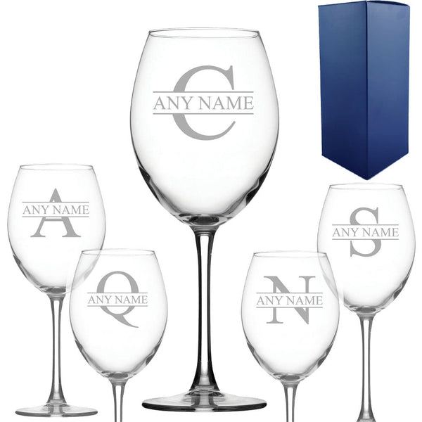 Engraved Novelty 19oz Enoteca Wine glass, Initial and Name
