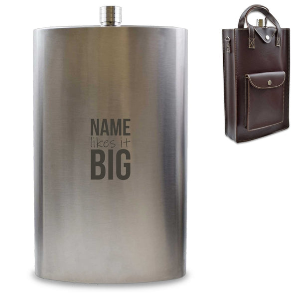 Engraved Novelty Giant 178oz Hip Flask - Name likes it BIG