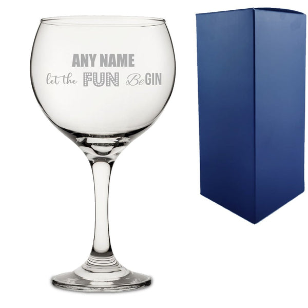 Engraved Novelty Gin Balloon Glass with - let the fun BeGIN With Gift Box