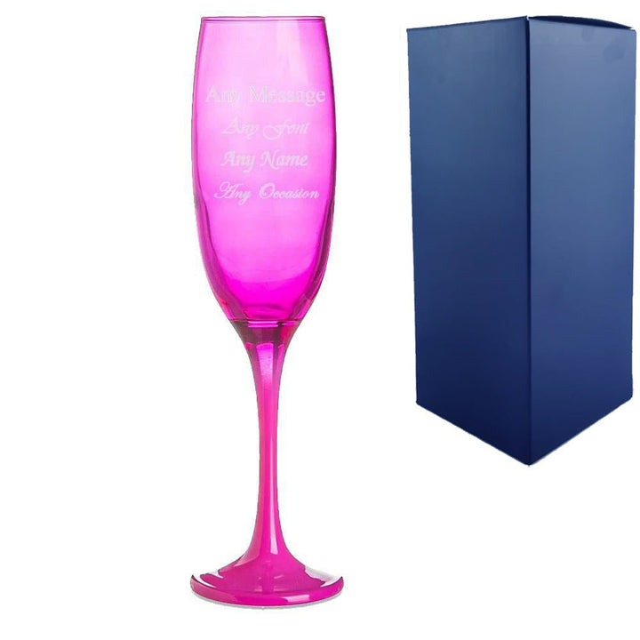 Engraved Pink Champagne Flute