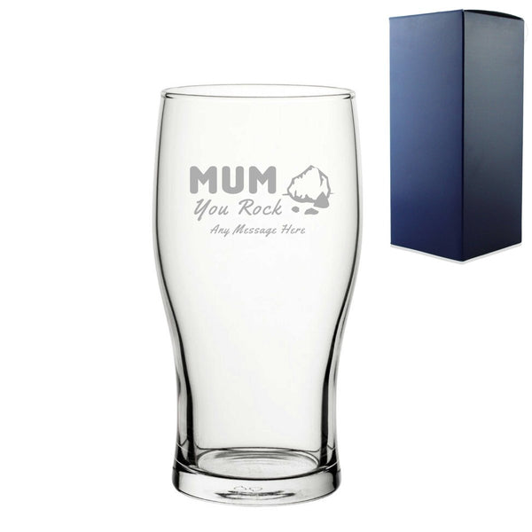 Engraved Pint Glass 20oz With Mum You Rock Design Gift Boxed