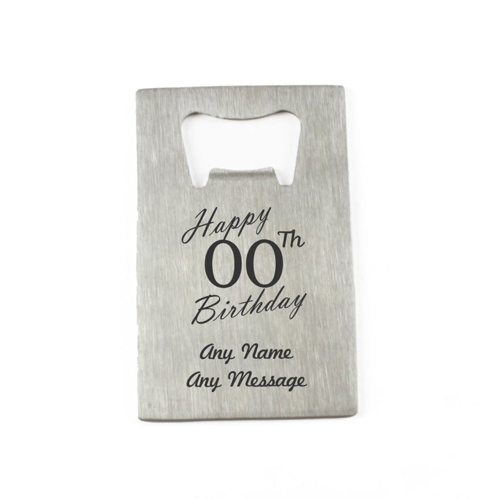 Engraved Portable Wallet Card Bottle Opener Steel Happy Custom Number Birthday