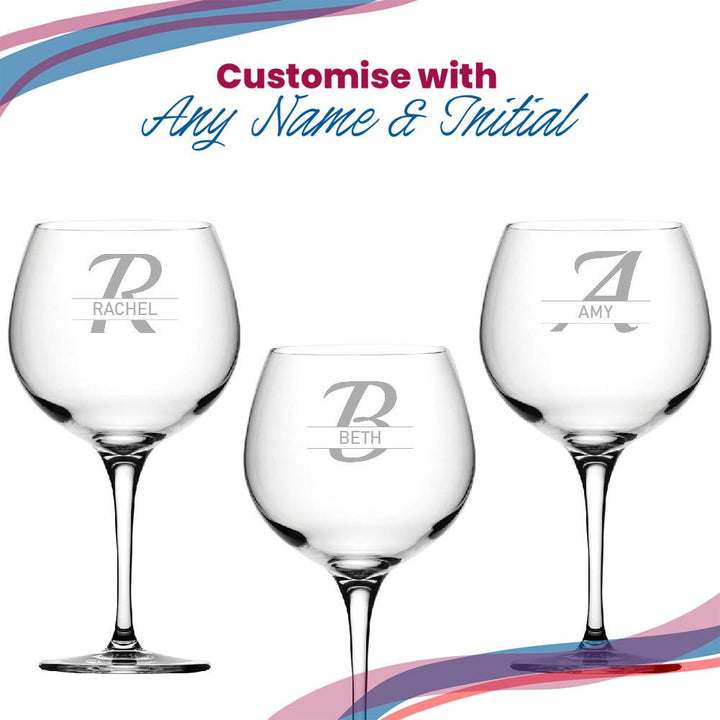 Engraved Primeur Gin Glass, Initial and Name, 680ml, Italic Font