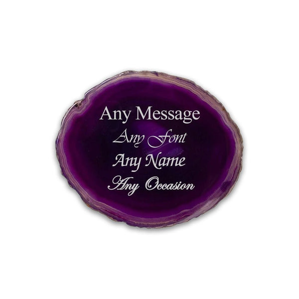 Engraved Purple Agate Rock Coaster