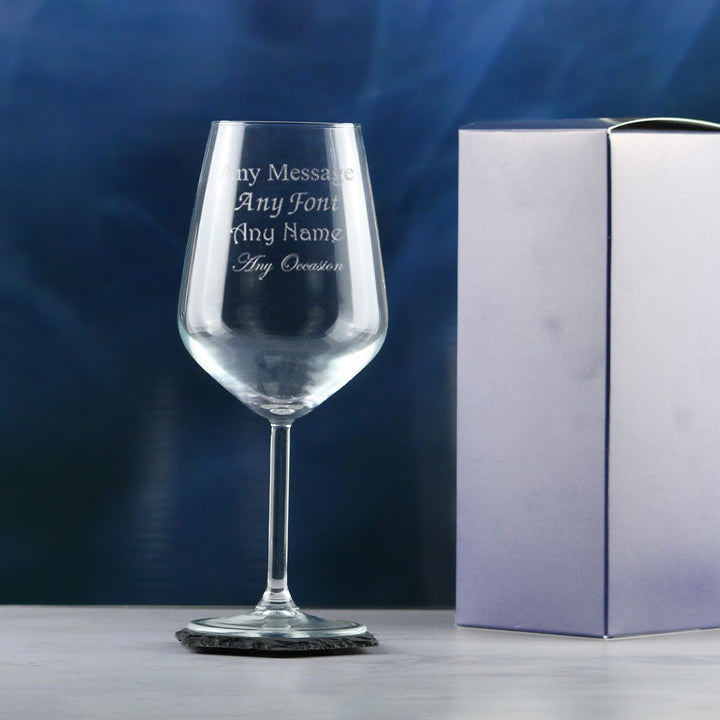 Engraved Red Wine Glass, Allegra 490ml Glass, Gift Boxed