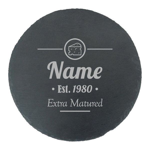 Engraved Round Slate Cheeseboard with Extra Matured Design