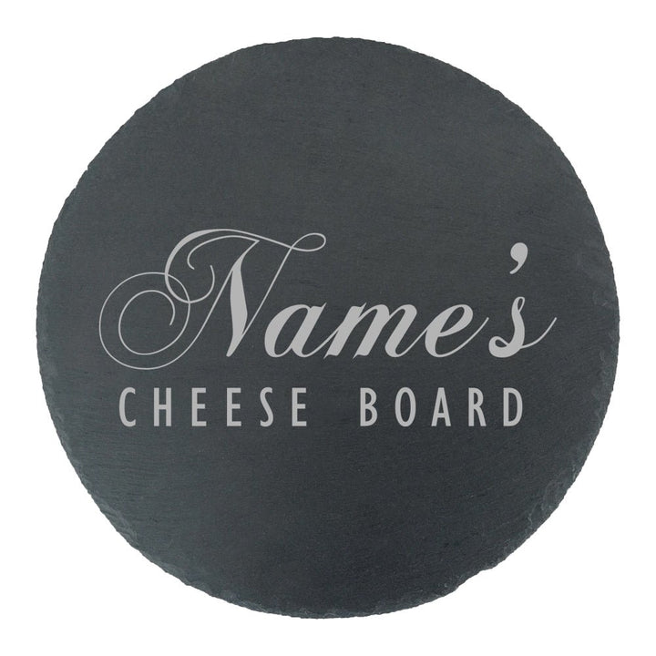 Engraved Round Slate Cheeseboard with Name's Cheeseboard Design