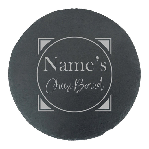 Engraved Round Slate Cheeseboard with Name's Cheeseboard with Circle Design