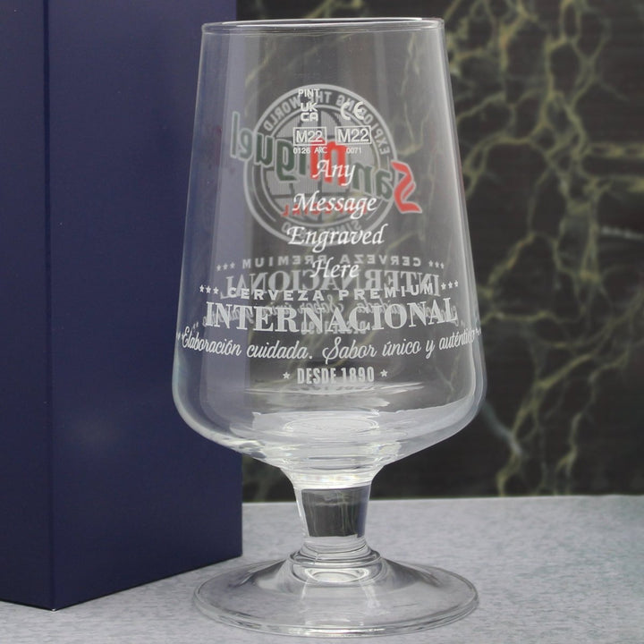 Engraved San Miguel Pint Glass
