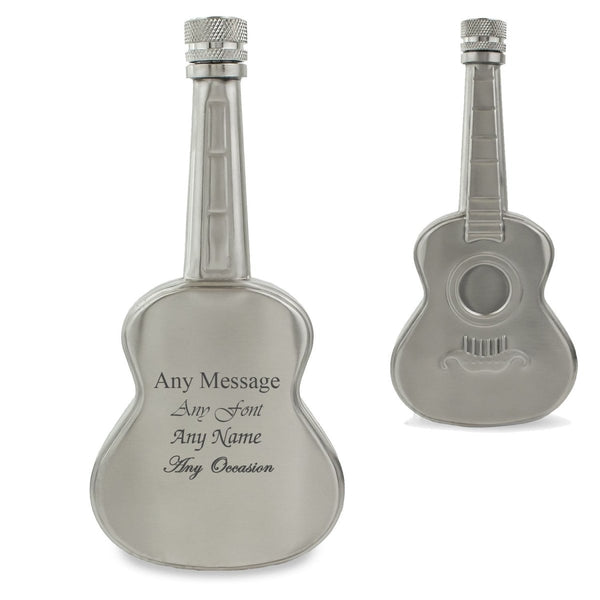 Engraved Silver 5oz Guitar Hip Flask