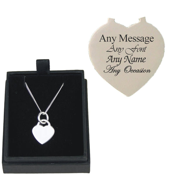 Engraved Silver Necklace with Heart Pendant