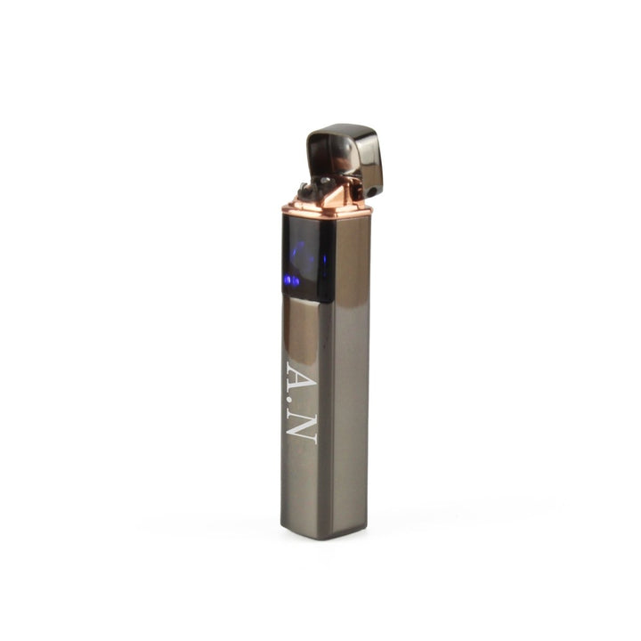 Engraved Slim Electric Lighter Black Initials Gift Boxed