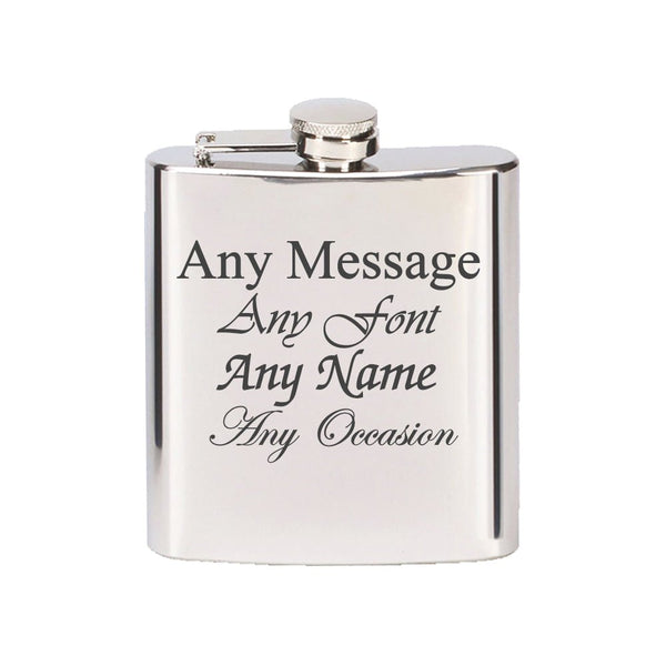 Engraved Stainless Steel 6oz Hip Flask