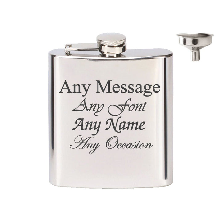 Engraved Stainless Steel 6oz Hip Flask with Funnel