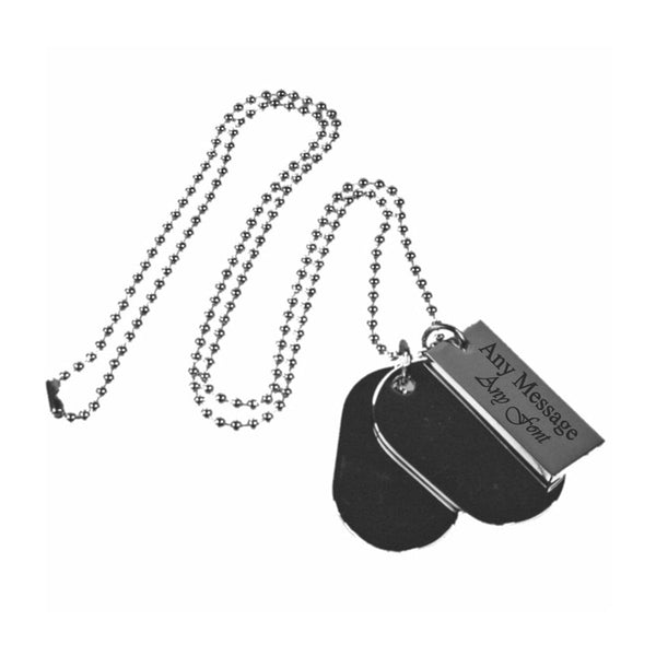 Engraved Stainless Steel Dog Tag Necklace with Rectangle Tag Engraved