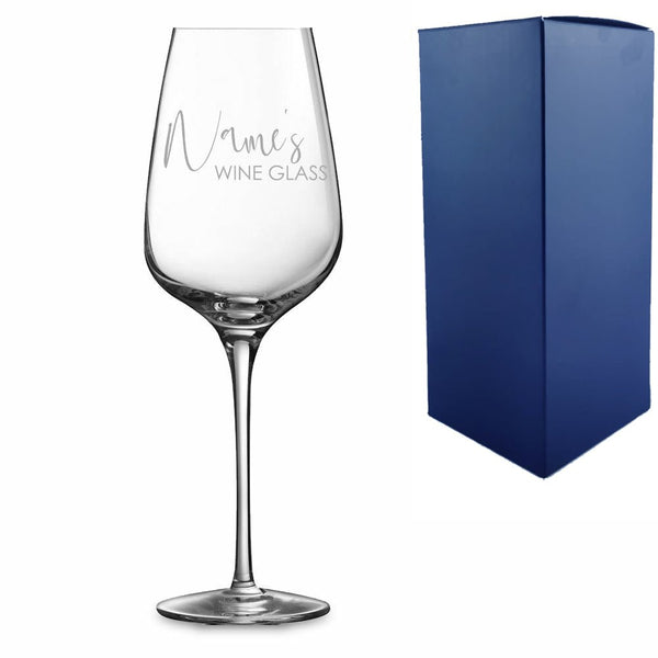 Engraved Sublym Wine Glass with Scripted Name's Wine Glass Design