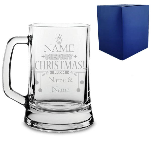 Engraved Tankard Beer Mug with Merry Christmas Design
