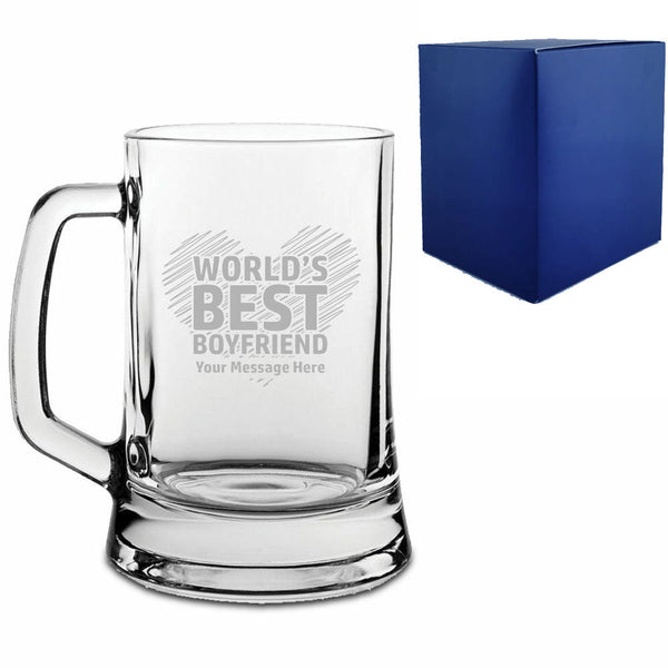 Engraved Tankard Beer Mug with World's Best Boyfriend Design