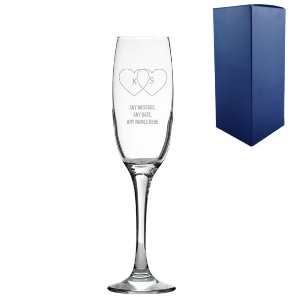 Engraved Valentines Day champagne flute, Gift Boxed