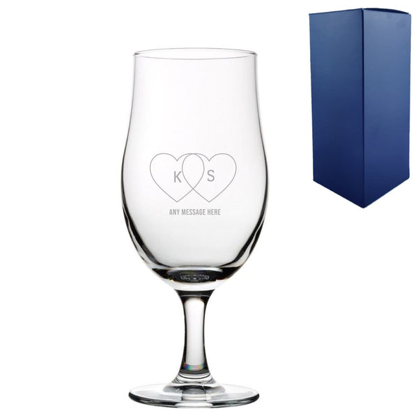 Engraved Valentines Day Draft Stemmed Beer Glass, Gift Boxed