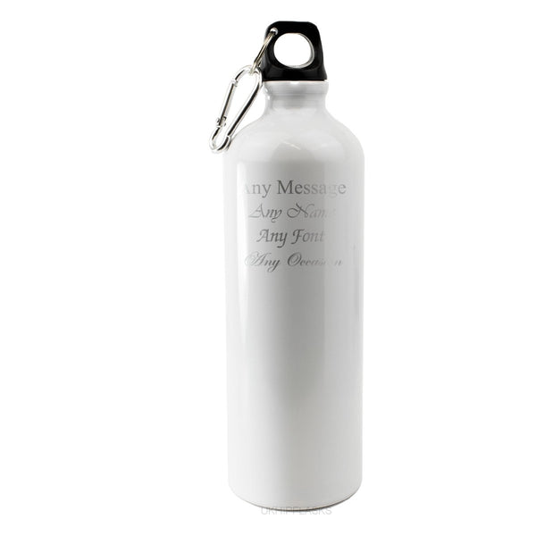 Engraved White Sports Bottle with any message