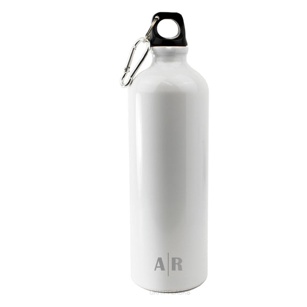 Engraved White Sports Bottle with Initials