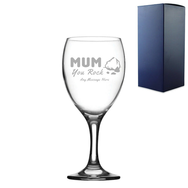 Engraved Wine Glass 12oz With Mum You Rock Design Gift Boxed