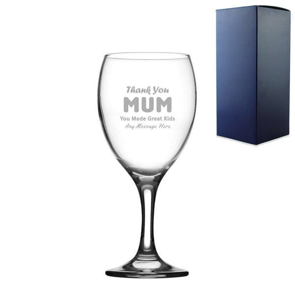 Engraved Wine Glass 12oz With Thank You Mum Design Gift Boxed
