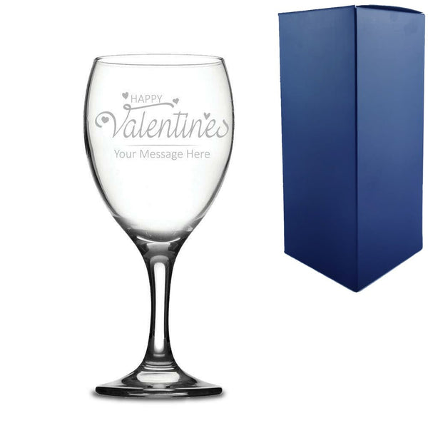 Engraved Wine Glass with Happy Valentines Design