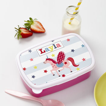 Personalised Girl's Unicorn Lunch Box